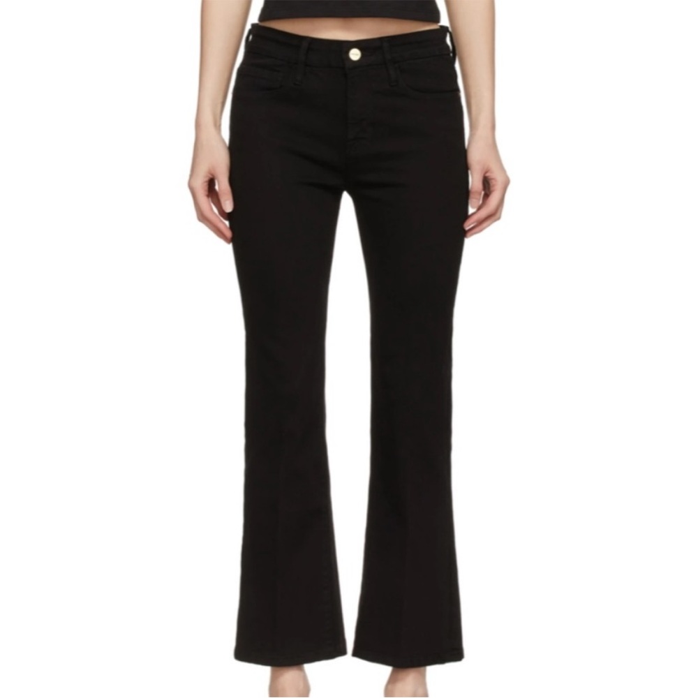 FRAME Le Crop Mini Boot Black Flared Jeans